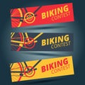 Flat bicycle contest flyer template of red yellow and grey color. Bike banner