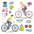 Flat bicycle equipment icon rider vector illustration.