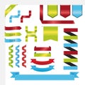 Flat big ribbons set vector in blue, green, red colors vector Royalty Free Stock Photo