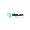 flat BigSale silhouette bag label logo design Royalty Free Stock Photo