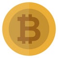 Flat bitcoin currency. Cryptocurrency round coin. Electronic money. Casino currency. Gambling coin, vector illustration isolated.