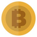 Flat bitcoin currency. Thick. Cryptocurrency round coin.Electronic. Casino currency. Gambling coin, vector illustration isolated.