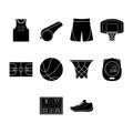 Flat black basketball icon set Royalty Free Stock Photo