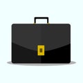 Flat Black business Briefcase isolated on white background. Vecto Royalty Free Stock Photo
