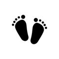 Flat black child foot icon