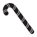 Flat black christmas stick icon