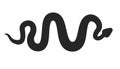 flat, black, curving silhouette of snake icon isolated on white background. can be used to illustrate modern Python programming