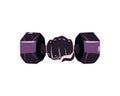 flat black dumbell with hand