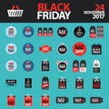 Flat black friday 2017 element illustrations Royalty Free Stock Photo