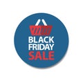 Flat black friday sale price tag sticker on blue Royalty Free Stock Photo