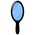 Flat, black, hand-held mirror illustration. Isolated on white