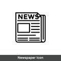 Flat black newspaper vector icon