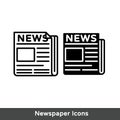 Flat black newspaper vector icon Royalty Free Stock Photo