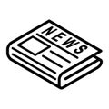 flat black newspaper vector line icon. News symbol, logo illustration