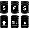 Flat Black Oil Barrels With Symbols