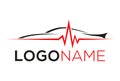 Black and Red Color Cars Automotive Wave Logo Design