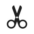Flat black scissors icon on white background.