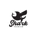 Flat black shark modern minimal logo design vector graphic symbol icon illustration creative idea