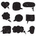 Flat black speech bubbles. hand drawn icons Royalty Free Stock Photo