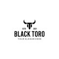 Flat BLACK TORO Horn Bull silhouette Logo design