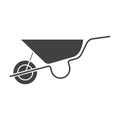 Flat black wheelbarrow icon