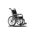 Flat black wheelchair icon on white background