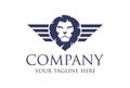 Blue Color Lion Face with Wing Logo Design