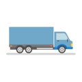 A simple flat vector illustration of a blue delivery truck on white background Royalty Free Stock Photo