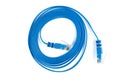 Flat blue ethernet copper, RJ45 patchcord isolated on white background