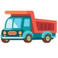 Flat and blue lorry in flat style, isolated object on white background, vector illustration, Royalty Free Stock Photo