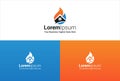 Blue and Red Color Water House Fire Logo Template Design Royalty Free Stock Photo