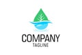Blue Water and Green Leaf Drop Logo Design Royalty Free Stock Photo