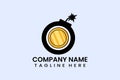 Flat bomb gold coin logo template illustration Royalty Free Stock Photo