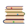 Flat book icon. Library books, open dictionary page and encyclopedia on stand. Pile of paper magazines, ebook globe and novel Royalty Free Stock Photo