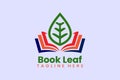 Flat book leaf logo template vector illustration