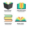 Flat book logo templates collection icon isolated white. Abstract symbol education and learning literature sign. Study logotype