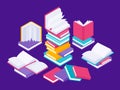 Flat books concept. Literature school course, university education and tutorials library illustration. Vector group of