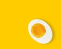 Flat-bottomed photograph of a boiled hard-boiled egg. Breakfast and protein. Cholesterol.