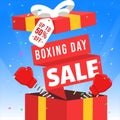 Flat Boxing day sale background with red gift box Royalty Free Stock Photo