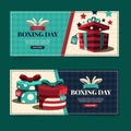 flat boxing day sale banners set abstract design vector illustration Royalty Free Stock Photo