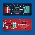 flat boxing day sale banners set abstract design vector illustration Royalty Free Stock Photo