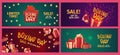 flat boxing day sale horizontal banners set abstract design vector illustration