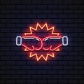Flat boxing icon neon for banner design. Vector illustration