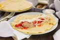 Flat bread with vegetables and fish Royalty Free Stock Photo