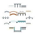 Bridge icons set, flat style Royalty Free Stock Photo