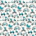 Flat bright blue baby transport pattern