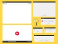 Flat browser window, audio player, error message and dialog box. Royalty Free Stock Photo