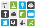 Flat Building and Construction Tools icons Royalty Free Stock Photo