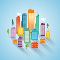 Flat building design cityscape background Royalty Free Stock Photo