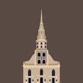 Flat building of Latvia country, travel icon landmark. Riga travel sightseeing. St. Peter`s Church sightseeing